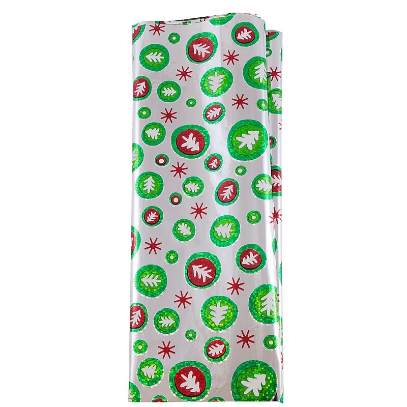 JAM Paper Christmas Wrapping Paper, Holographic Christmas Trees, 3 Sheets/Pack (11834080) image 1