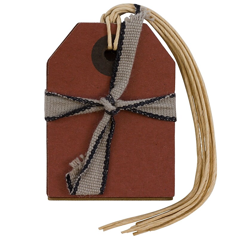 JAM Paper Recycled Kraft Gift Tags with Twine String, Small, 2 1/4 x 1 5/8, Red, 6/Pack (297534246) image 1