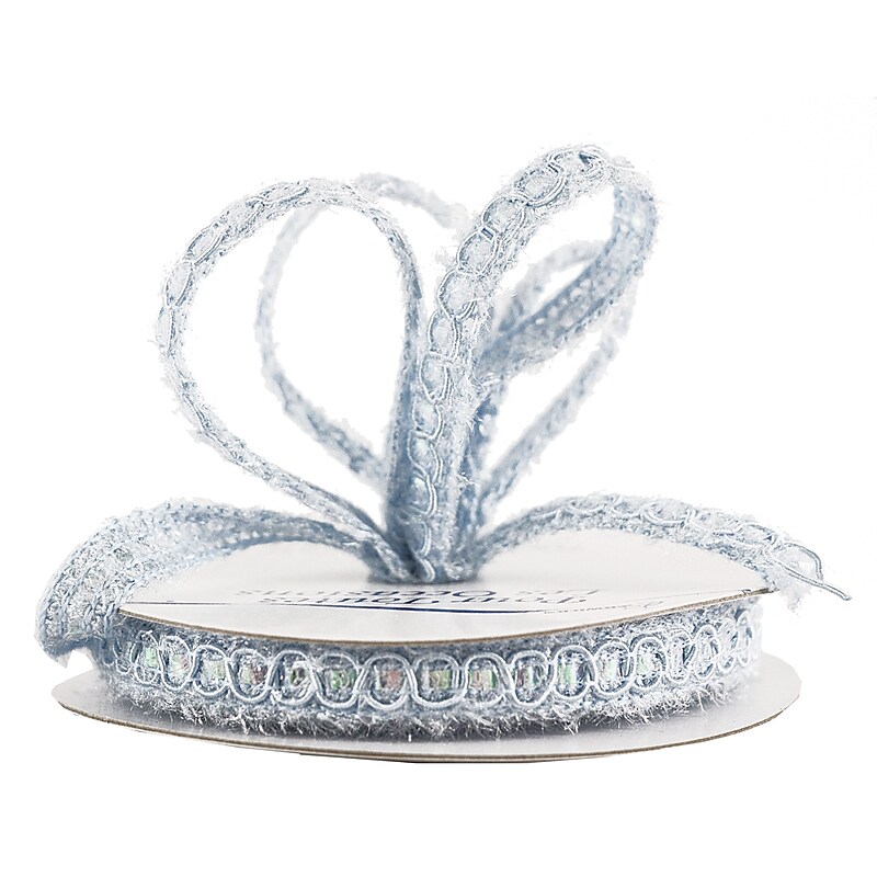 JAM Paper Nylon Knit Decorative Ribbon, Baby Blue Metallic (E797303) image 1
