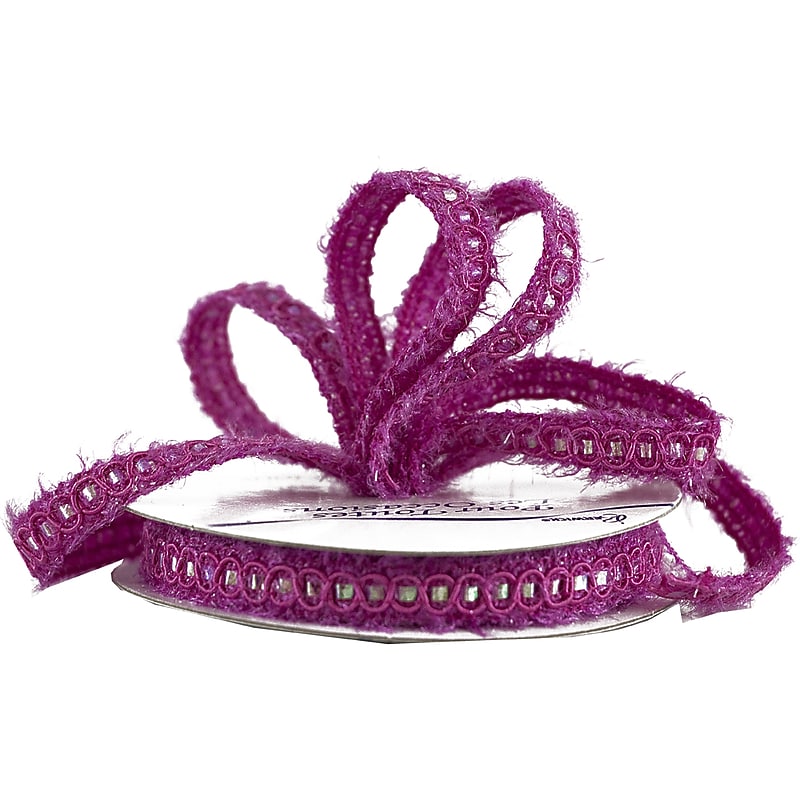 JAM Paper Nylon Knit Decorative Ribbon, Fuchsia Pink Metallic (E797341) image 1