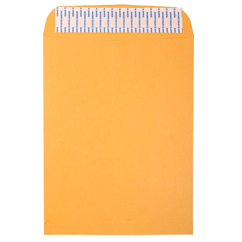 JAM Paper Peel & Seal Kraft Open End Catalog Envelope, 9 1/2" x 12 1/2", Brown, 500/Pack (13034232C) image 1