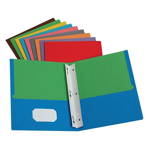 LUX 9 x 12 Presentation Folders w/ Brads Assorted Two Tone Pack of 50 250/Pack, Assorted