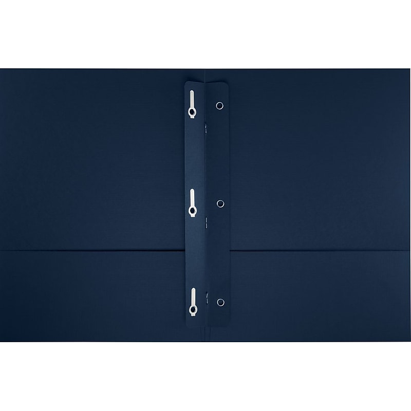 LUX 9" x 12" Presentation Folders, Two Pocket w/ Brads, Dark Blue Linen, 50/Pack (SF101546TANG50) image 1
