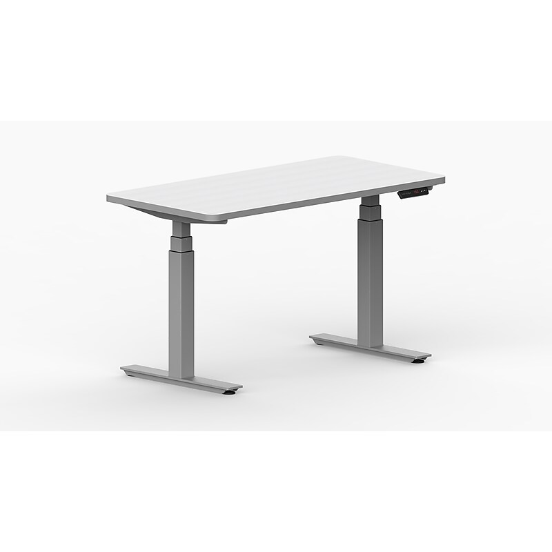 LifeFlo Ergonomics Height Adjustable Desk, 60" W x 30" D x 1 1/8" Thick, White (LFO-6030-E2-WH) image 1