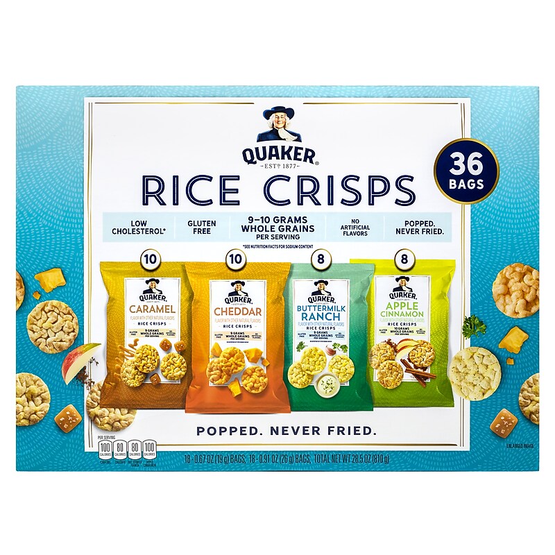 Quaker Rice Crisps Variety Pack, 36/Box (325-00013) image 1