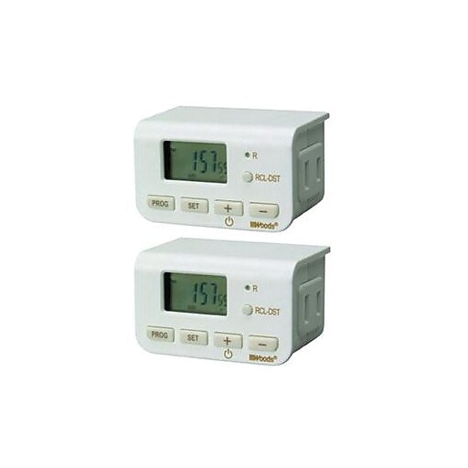 Woods Wire Indoor 24 hrs Digit Timer, White, 2/Pack (50007CC) Staples