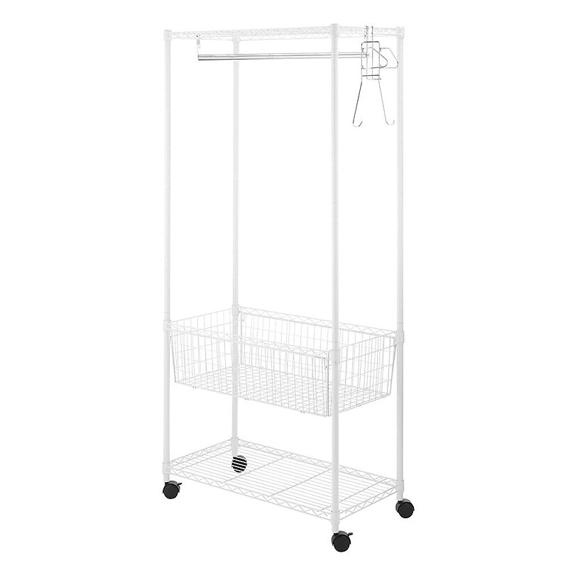 Whitmor Rolling Laundry Basket, Steel, White (60717364) image 1