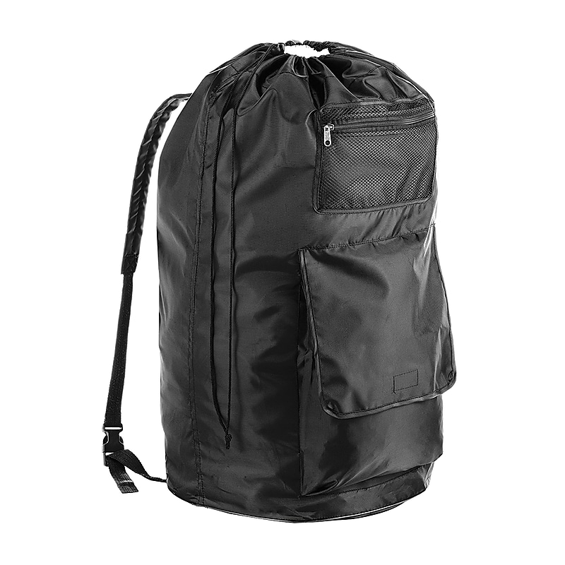 Whitmor Dura-Clean Laundry Backpack, Black (64035126BLK) image 1
