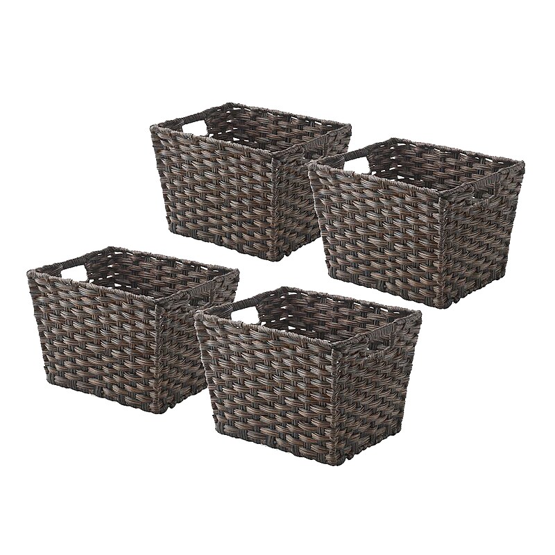 Whitmor Rattique 0.2 gal Organizer Tote Basket, Drift Wood, 4/Pack (608415014DW) image 1