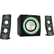 Cyber Acoustics Curve Lights CA-3712BT 2.1-Channel Bluetooth Speaker System with LED Lighting Effects, Black
