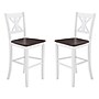 Flash Furniture Gwendolyn Rustic Solid Wood Designer Back Bar Height Stool, Antique White Wash, 2 Pieces (ESSTBN129WH2)~#|#~sp202107451_sc7