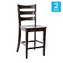 Flash Furniture Liesel Rustic Solid Wood Ladder Back Counter Height Stool, Gray Wash Walnut, 2 Pieces (ESSTBN524GY2)~#|#~sp202107474_sc7