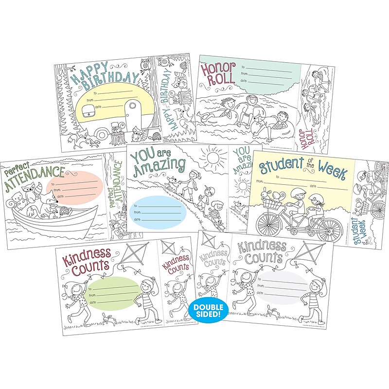 Barker Creek Color Me! Recognition Awards & Bookmarks Set, 8.5 x 5.5”, Multicolored, 180/Set (BC3743) image 1