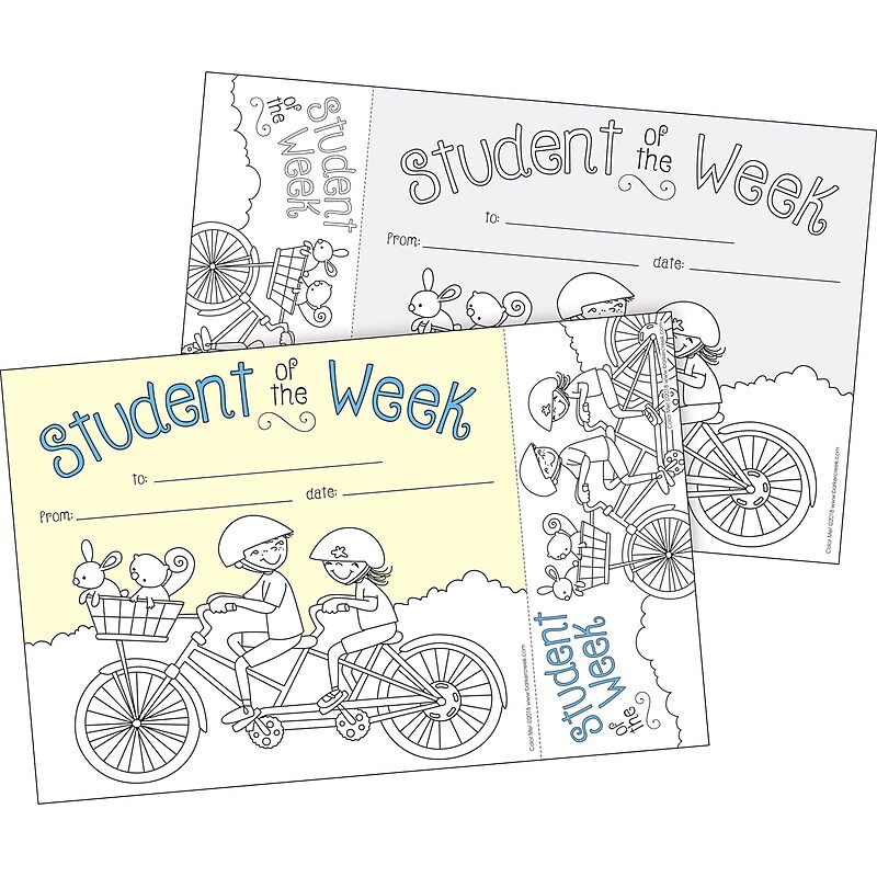 Barker Creek Color Me! Student of the Week Awards & Bookmarks Set, 8.5" x 5.5”, Multicolored, 30/Pack (BC430) image 1