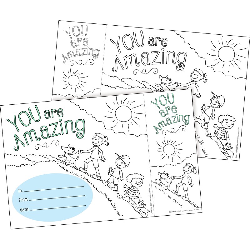Barker Creek Color Me! You Are Amazing Awards & Bookmarks Set, 8.5" x 5.5”, Multicolored, 30/Pack (BC431) image 1