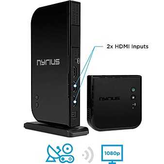 Nyrius Wireless HDMI 2x Input Transmitter & Receiver for Streaming HD 1080p 3D Video from Cable, Blu-Ray, PS4, Xbox, PC