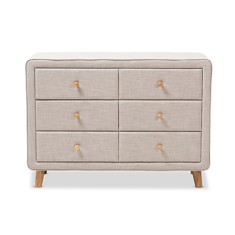 Baxton Studio Jonesy 34" High 6-Drawer Dresser, Beige (2633-7291-STPL) image 1