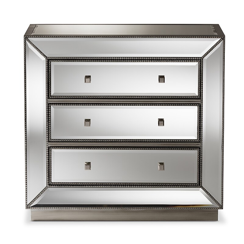 Baxton Studio Edeline 31" High Chest, Silver Mirrored (2633-7485-STPL) image 1