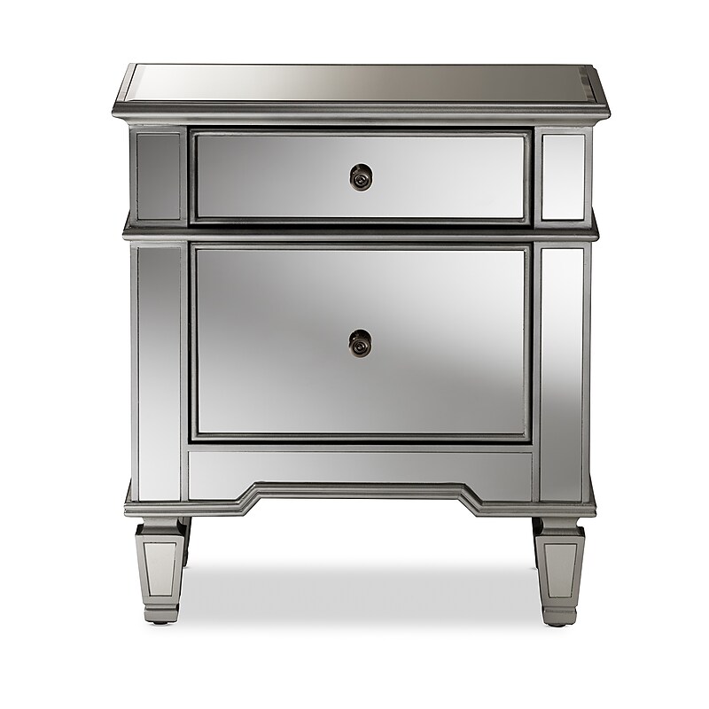 Baxton Studio Sussie 26" High Nightstand, Silver Mirrored (2633-7486-STPL) image 1