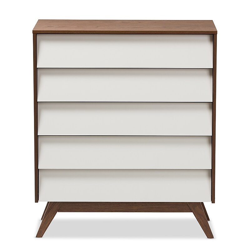 Baxton Studio Hildon 41" High 5-Drawer Chest, White (2633-7489-STPL) image 1