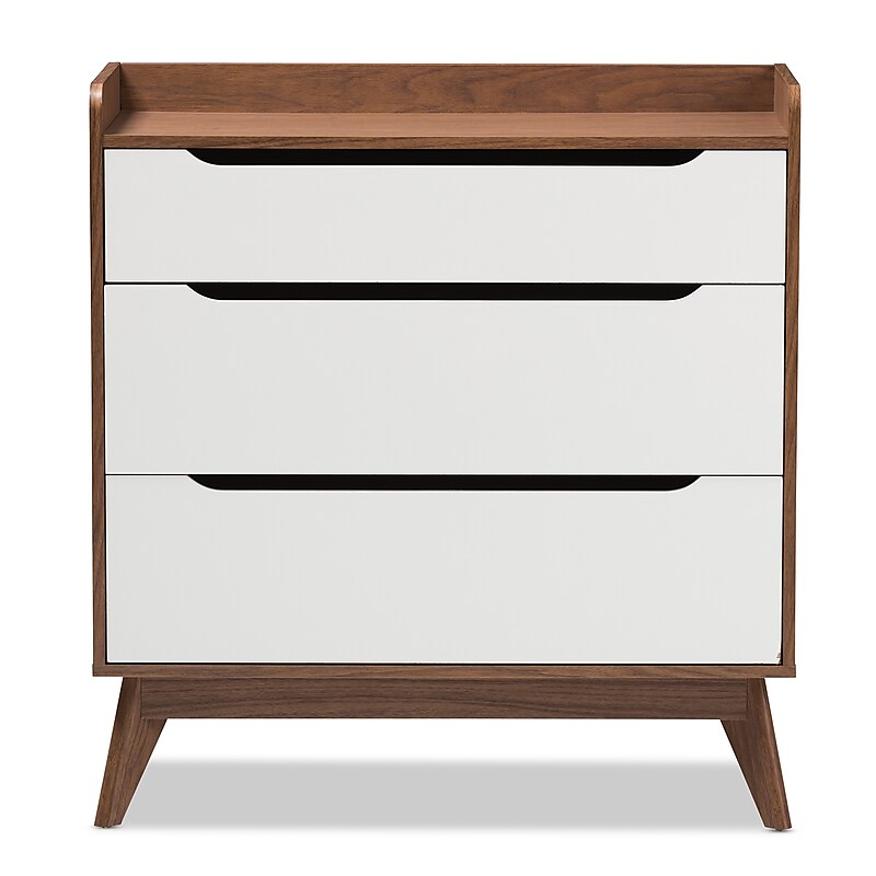 Baxton Studio Brighton 37" High 3-Drawer Chest, White (2633-7494-STPL) image 1