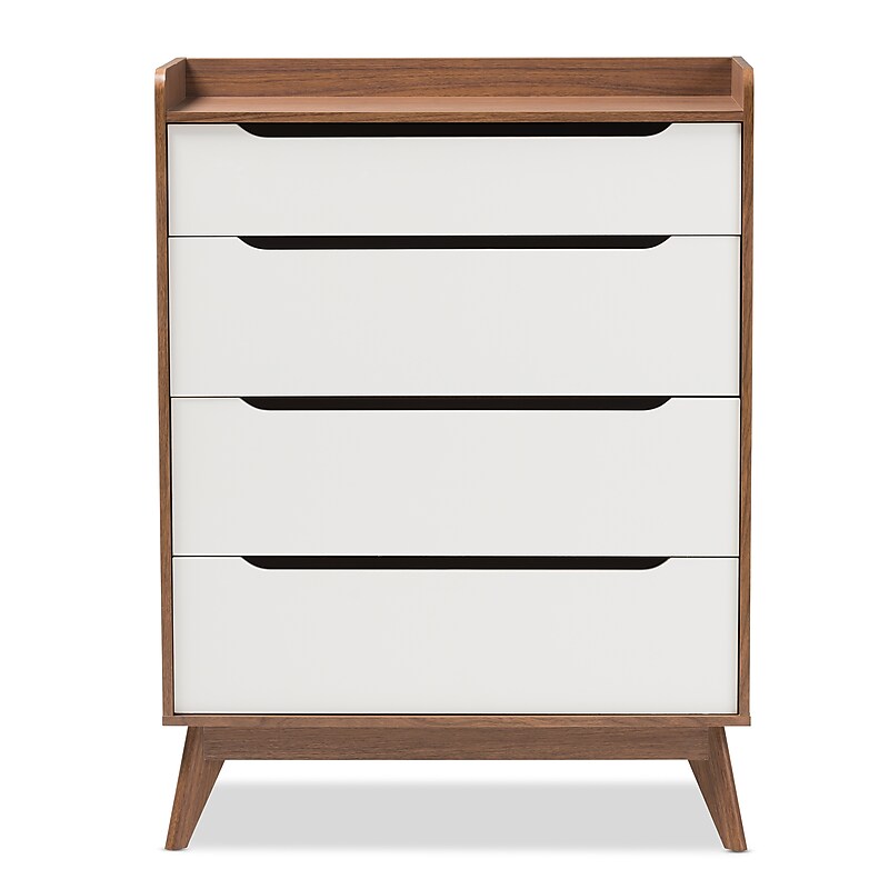 Baxton Studio Brighton 46" High 4-Drawer Chest, White (2633-7495-STPL) image 1