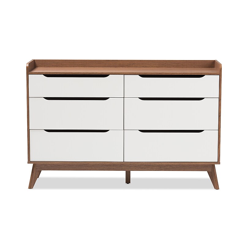 Baxton Studio Brighton 37" High 6-Drawer Chest, White (2633-7496-STPL) image 1