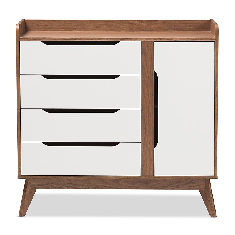 Baxton Studio Brighton 38" High Shoe Cabinet, White (2633-7497-STPL) image 1