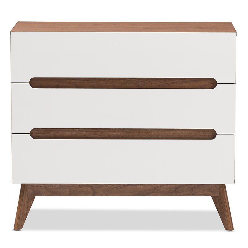 Baxton Studio Calypso 31" High 3-Drawer Chest, White (2633-7499-STPL) image 1
