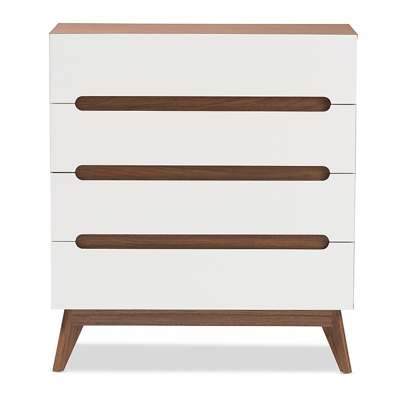 Baxton Studio Calypso 40" High 4-Drawer Chest, White (2633-7500-STPL) image 1