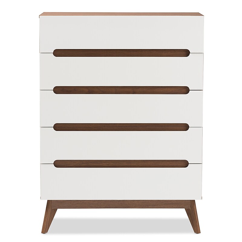 Baxton Studio Calypso 47" High 5-Drawer Chest, White (2633-7501-STPL) image 1