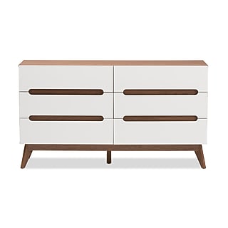 baxton studio landis mid-century modern 6-drawer dresser reviews Baxton Studio Landis 6-Drawer Ash Walnut and Gold Dresser (30.5 in. H x  47.2 in. W x 15.7 in. D) 193-11303-HD