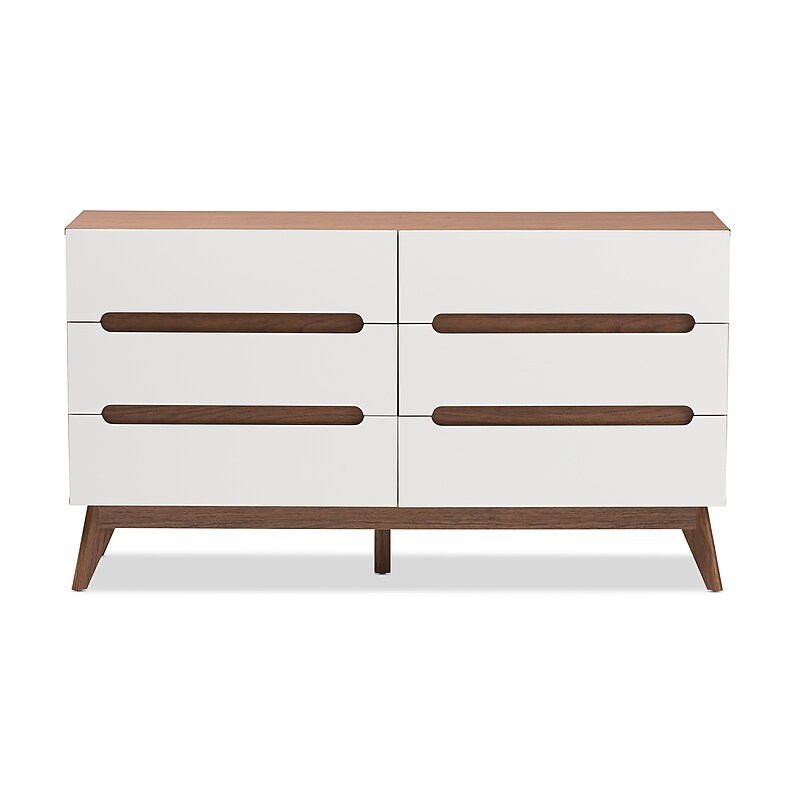 Baxton Studio Calypso 31" High 6-Drawer Chest, White (2633-7502-STPL) image 1