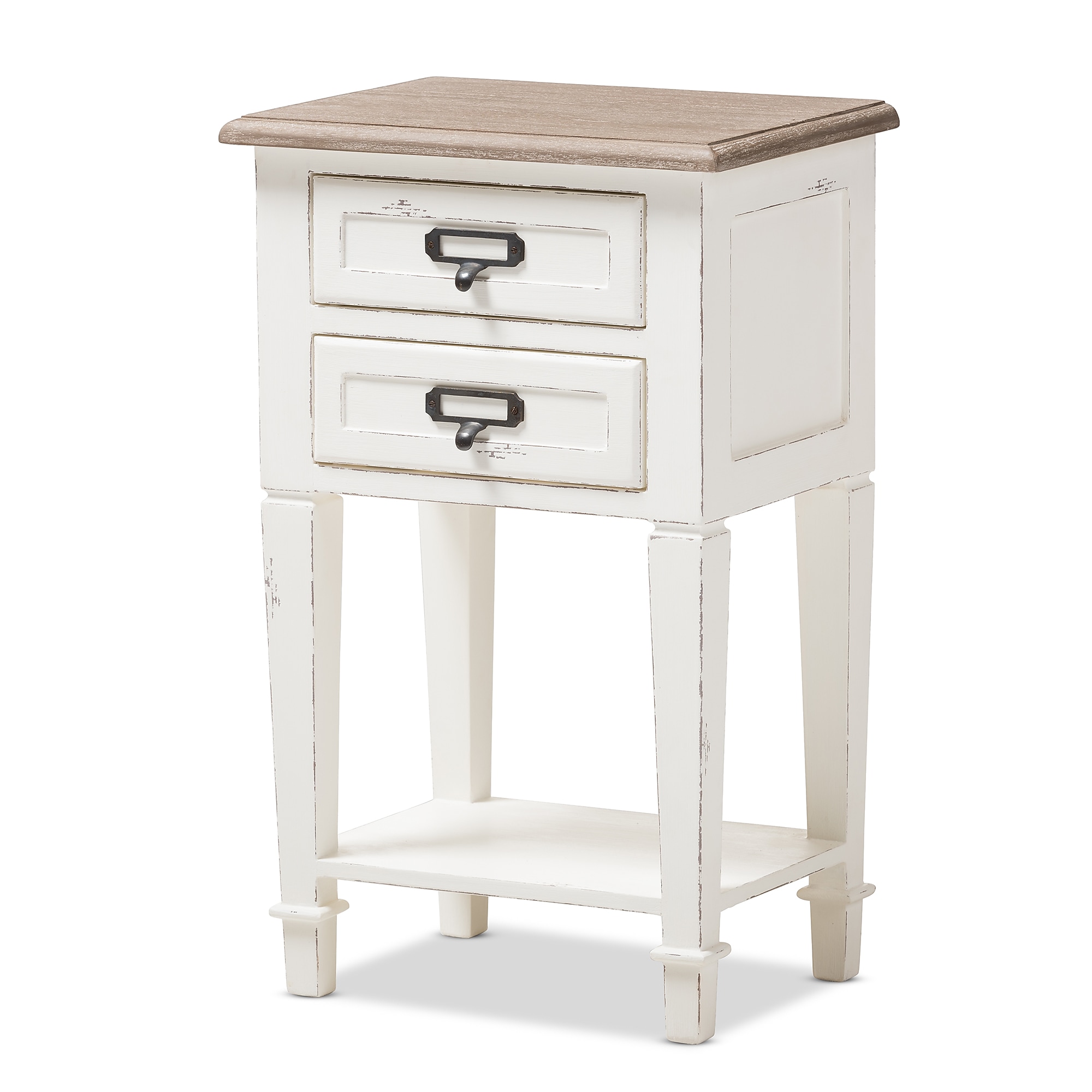 Baxton Studio Dauphine 26″ High 2-Drawer Nightstand, White (2633-7577-STPL) Sansujyuku sansujyuku.com