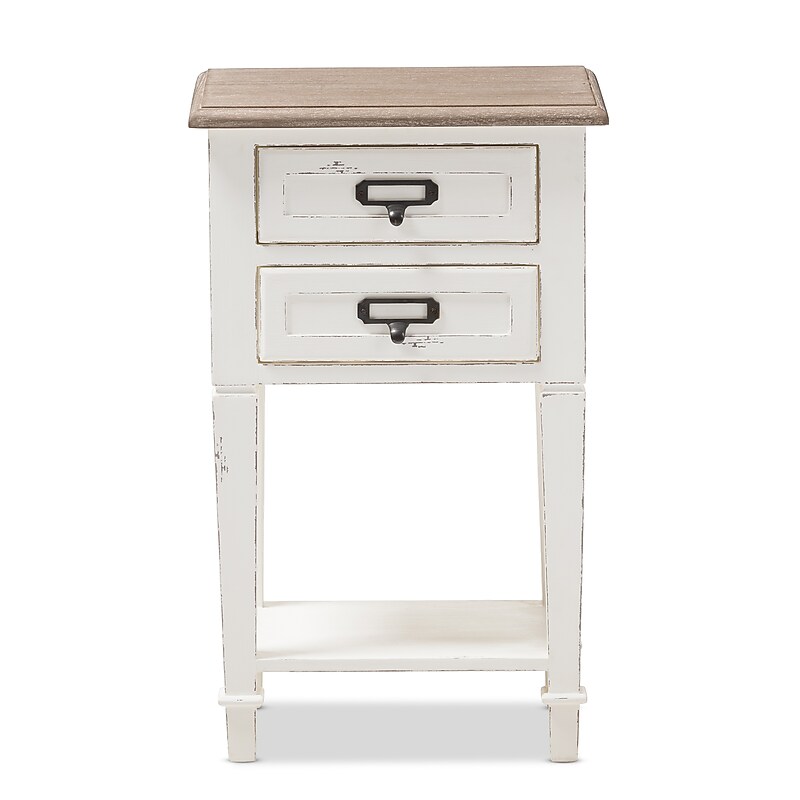 Baxton Studio Dauphine 26" High 2-Drawer Nightstand, White (2633-7577-STPL) image 1