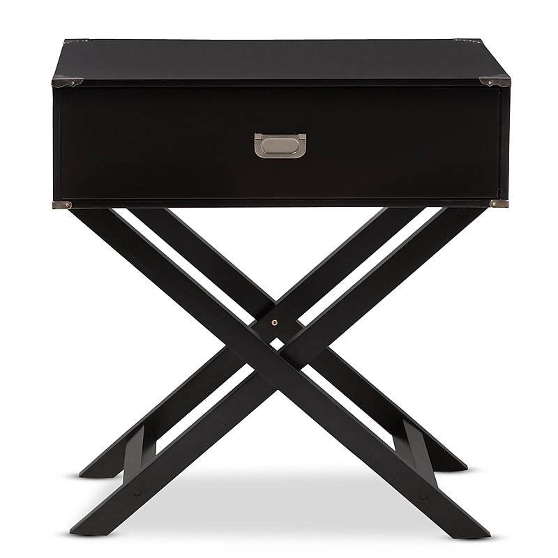 Baxton Studio Curtice 28" High Nightstand, Black (2633-7628-STPL) image 1