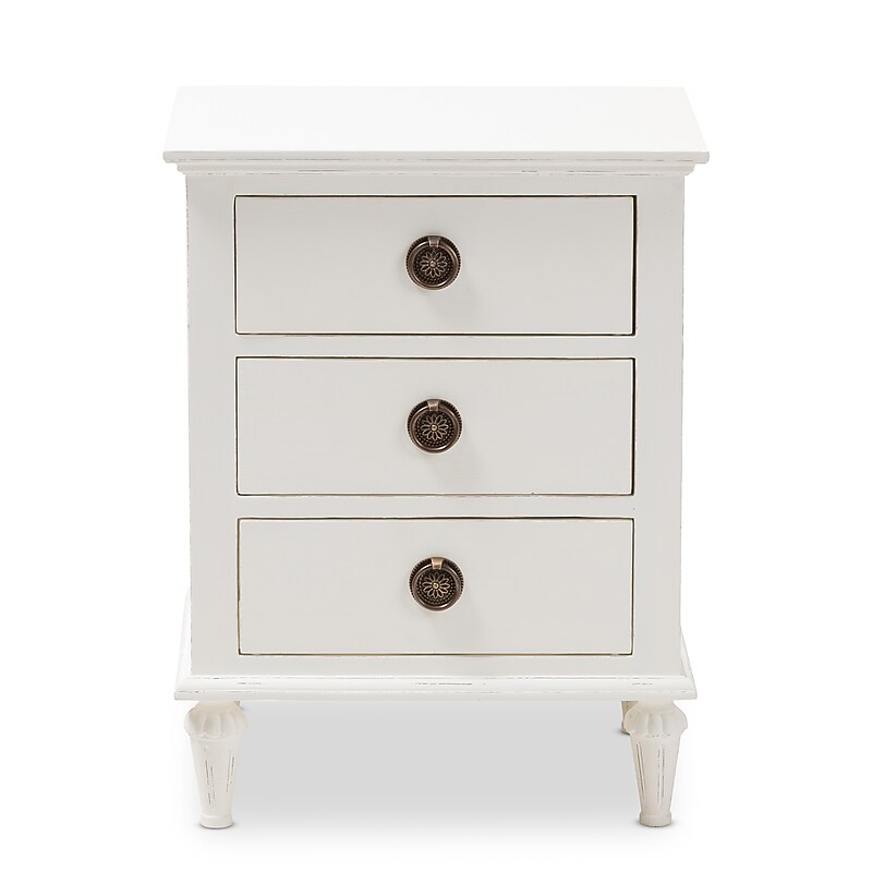 Baxton Studio Venezia 26" High 3-Drawer Nightstand, White (2633-7698-STPL) image 1