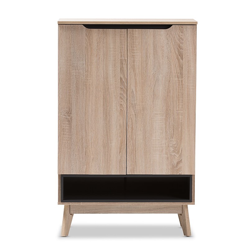 Baxton Studio Fella 46" High Shoe Cabinet, Light Brown (2633-7705-STPL) image 1