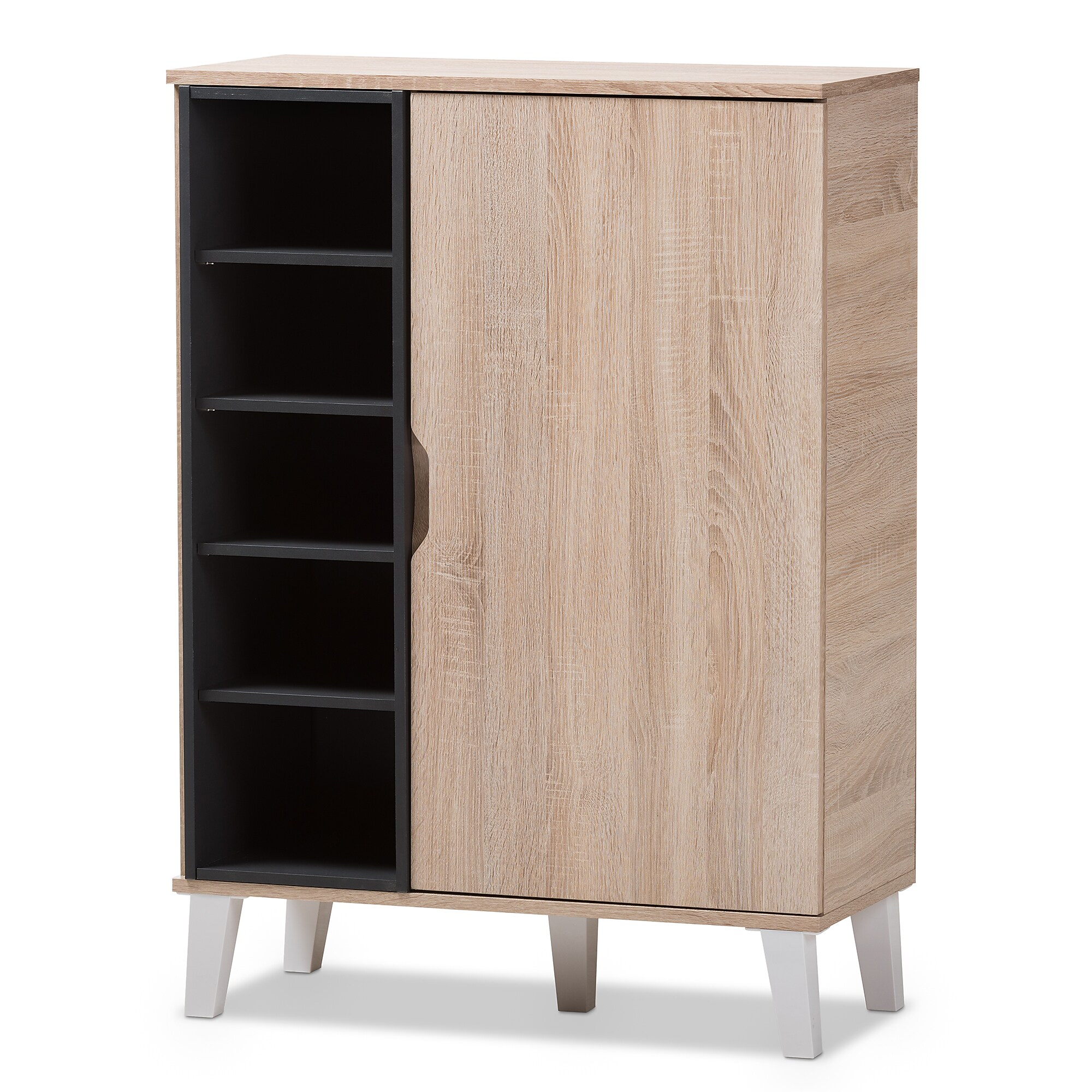 Baxton Studio Adelina 41″ High 1-Door Shoe Cabinet, Light Brown (2633-7710-STPL) Sansujyuku sansujyuku.com