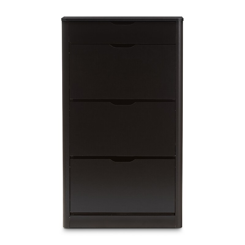 Baxton Studio Cayla 47" High Shoe Cabinet, Black (2633-7712-STPL) image 1