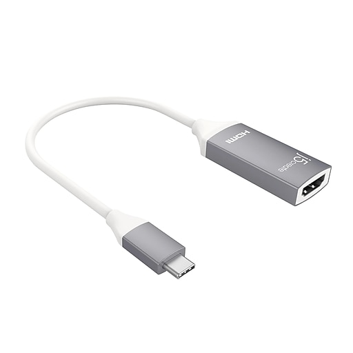 j5create USBC to HDMI Adapter, M/F, White/Silver (JCA153US) Staples