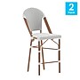 Flash Furniture Lourdes Stackable Indoor/Outdoor French Bistro Counter Stools, White/Gray, 2 Pack (2SDAD64201FCSWG)~#|#~sp202726024_sc7