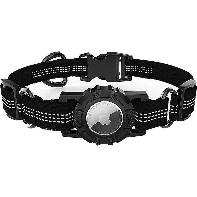 SaharaCase Adjustable Nylon Collar Case for Apple AirTag, Medium Dogs, Black (AT00032) image 1