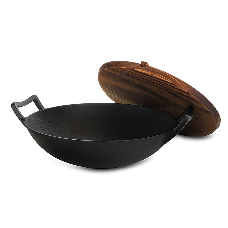 MegaChef Cast Iron 14 Inches Wok, Black (MCCI-800) image 1