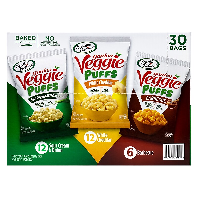 Sensible Portions Garden Veggie Puffs Variety Pack, 0.5 oz., 30/Box (325-00014) image 1