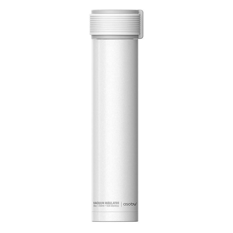 ASOBU Skinny Mini Ultimate Stainless Steel Vacuum Insulated Water Bottle, 8 oz., White (ADNANASBV20W) image 1