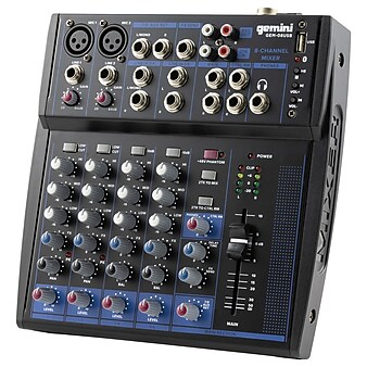 Gemini Compact Bluetooth Audio Mixer, 8 Channel, Black (GEM-08USB)