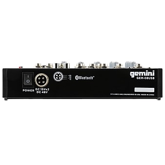 Gemini Compact Bluetooth Audio Mixer, 8 Channel, Black (GEM-08USB)