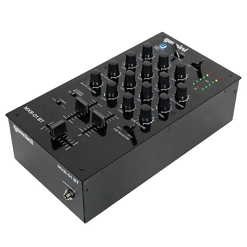 Gemini Professional DJ Mixer with Bluetooth Input, 2 Channel, Black (MXR-01BT) image 1