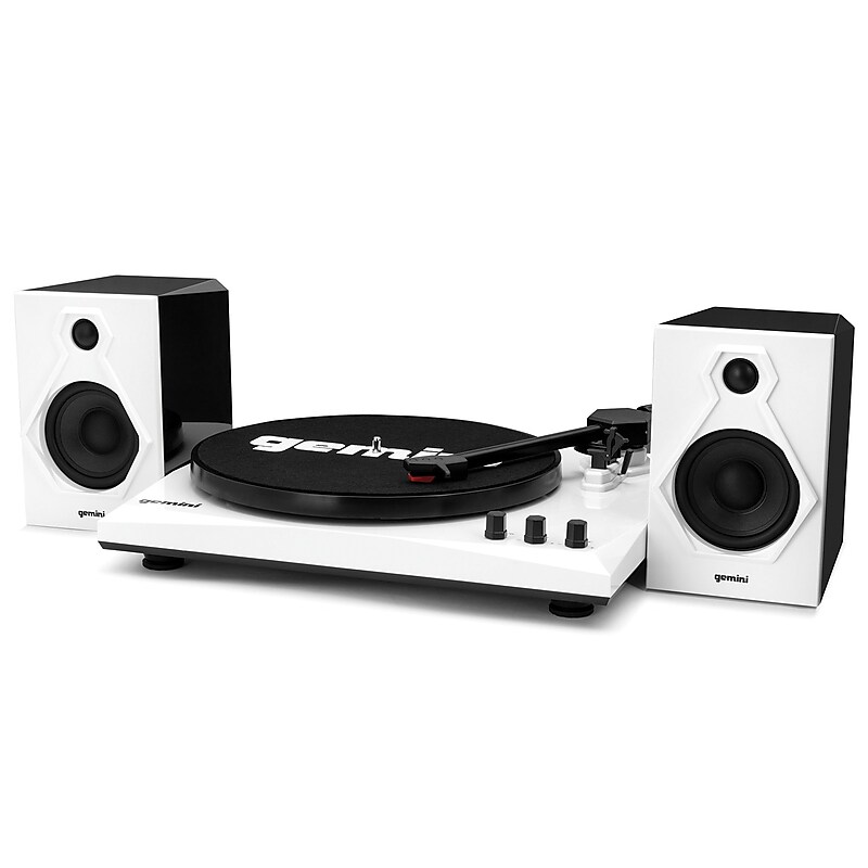 Gemini Belt-Drive Turntable System with Bluetooth & Dual Stereo Speakers, 3-Speed, White (TT-900BW) image 1